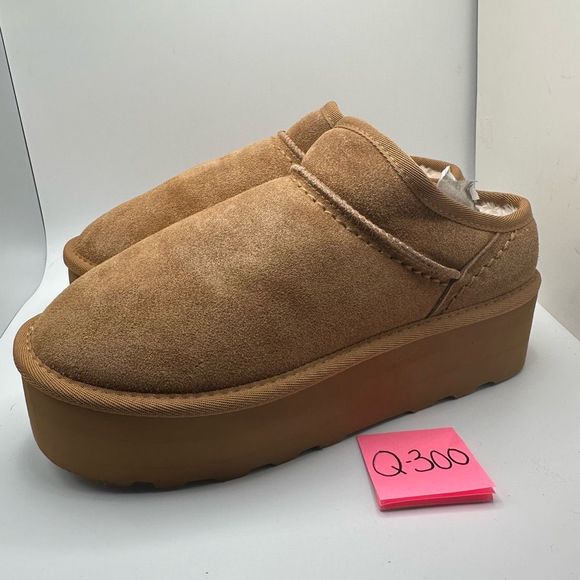 CUSHIONAIRE Women's Genuine Suede Cozy Mule Platform +Memory Foam 9 CHESTNUT - Picture 3 of 7